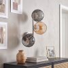 Moderne wandlamp Koyoto met drie geribbelde glazen bollen in rookkleurig en amber