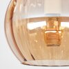 Moderne wandlamp Koyoto met drie geribbelde glazen bollen in rookkleurig en amber
