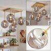 Moderne Cluster-plafondlamp Chehalis met 5 rookglazen bollen met messing armatuur