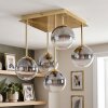 Moderne Cluster-plafondlamp Chehalis met 5 rookkleurige en heldere glazen bollen