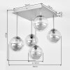 Moderne Cluster-plafondlamp Chehalis met 5 rookkleurige en heldere glazen bollen