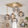 Cluster-plafondlamp Chehalis met 5 rook- en heldere glazen kappen voor de eettafel