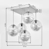 Cluster-plafondlamp Chehalis met 5 rook- en heldere glazen kappen voor de eettafel