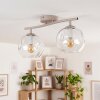 Moderne bolle plafondlamp Ripoll met twee heldere glazen kappen aan gebogen balk