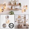 Moderne wandlamp Koyoto, 2-delige set, drie glazen bollen in rookkleurig, amber en helder