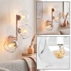 Moderne zandkleurige wandlamp Ripoll met 3 heldere glazen bollen in verticale opstelling