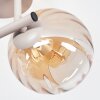 Moderne plafondlamp Koyoto met drie bolvormige glazen kappen in rookkleurig, amber en helder