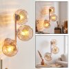 Retro cluster-wandlamp Koyoto in zandkleur met 3 amberkleurige glazen kappen