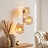 Retro cluster-wandlamp Koyoto in zandkleur met 3 amberkleurige glazen kappen