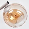 Retro cluster-wandlamp Koyoto in zandkleur met 3 amberkleurige glazen kappen