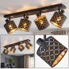 Moderne plafondspot Tallaboa met 4 metalen lampenkappen met geometrisch rasterpatroon