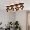 Moderne plafondspot Tallaboa met 4 metalen lampenkappen met geometrisch rasterpatroon