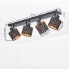 Moderne plafondspot Tallaboa met 4 metalen lampenkappen met geometrisch rasterpatroon