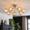 Cluster-plafondlamp Koyoto met 7 geribbelde glazen bollen in amber en helder