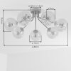 Cluster-plafondlamp Koyoto met 7 geribbelde glazen bollen in amber en helder