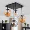 Moderne plafondlamp Gastor, cluster met 4 glazen bollen in amber, rook en helder