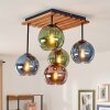 Retro cluster-plafondlamp Koyoto met 5 kleurrijke glazen bollen, ø 15 cm, E14