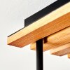 Plafondlamp Koyoto met houten lamellen, 5 glazen bollen voor de eettafel