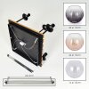 Moderne Cluster-plafondlamp Koyoto met houten lamellenplaat, 5 amber glazen bollen