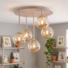 Moderne Cluster-plafondlamp Chehalis met 5 amberkleurige glazen bollen ø 12 cm