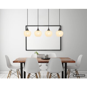 Globo Maxy 4-lichts hanglamp voor eettafel met peervormige kappen en E27, klassiek