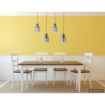 NOWA Ando moderne 4-lichts hanglamp pendellamp E27 verstelbaar 88,5 cm voor eetkamer
