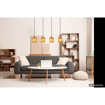 NOWA Leeds langwerpige 4-lichts pendellamp, moderne hanglamp E14 87 cm boven tafel