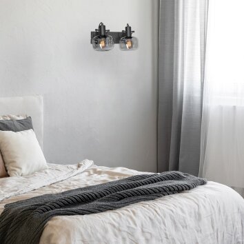 Steinhauer Glaslic wandlamp wandspot 2-lichts verstelbaar voor slaapkamer woonkamer