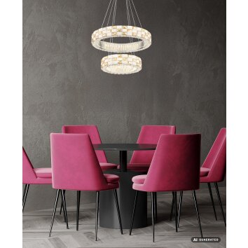 Globo Lidia LED dubbele ring hoogteverstelbare hanglamp met afstandsbediening