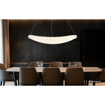 Globo Kristalla LED hanglamp, 105 cm lang, langwerpige hanglamp voor eettafel