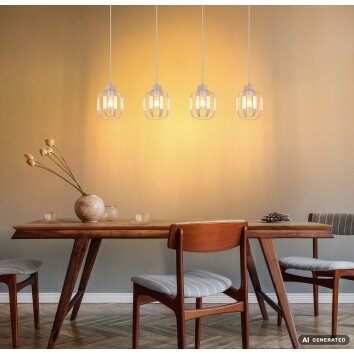 Globo Arlen moderne 4-lichts hanglamp voor eetkamer en keuken, kooi-optiek, E27