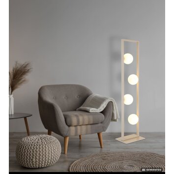 NOWA Nanda 4-lichts hoekige vloerlamp met snoerschakelaar modern voor woonkamer