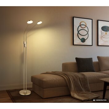 Globo Silvio LED vloerlamp, leeslamp voor woonkamer en bank, modern, 2 lampkoppen