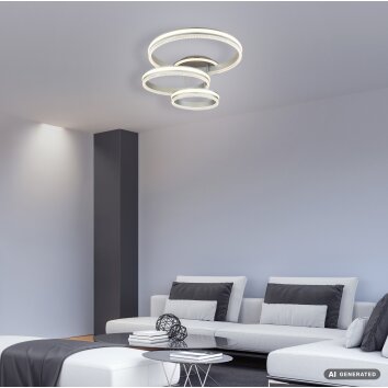 Globo Francine LED plafondlamp met afstandsbediening, 3-rings ringdesign, modern