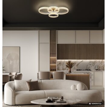 Globo Francine moderne LED plafondlamp met afstandsbediening en vier ringen