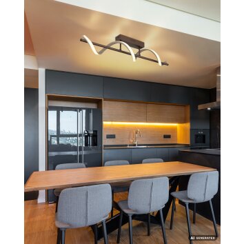 Globo Spiro LED plafondlamp, golvend, langwerpig, 80 cm, voor eetkamer, hal en keuken