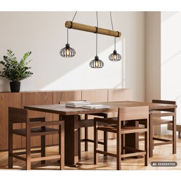 Globo Caldwell industriële 3-lichts balkvormige hanglamp eettafel 60 Watt E27