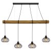 Globo Caldwell industriële balk-hanglamp 4-lichts kooi-kappen 125 cm voor eetkamer