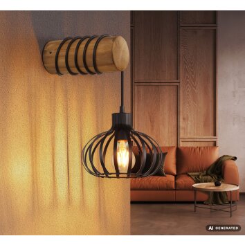 Globo Caldwell industriële wandlamp met schakelaar op snoer, E27, kooi-vormige kap