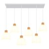 Globo Swanson stijlvolle pendellamp, 6-lichts eettafelhanglamp, lengte 105 cm