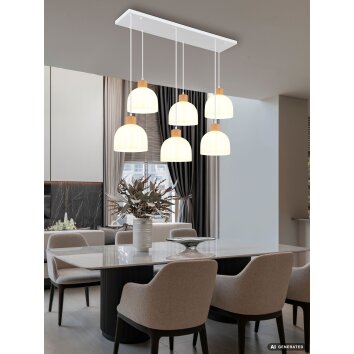 Globo Swanson stijlvolle pendellamp, 6-lichts eettafelhanglamp, lengte 105 cm