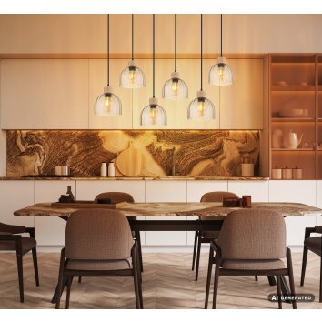 Globo Swanson moderne design hanglamp voor eettafel, 6-lichts, 105 cm, keuken E27