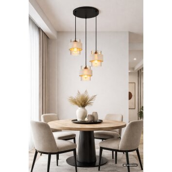 Globo Daren 3-lichts ronde hanglamp voor eetkamer en eettafel, modern design, E27