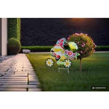 Globo SOZWE LED solarlamp tuinkabouter op fiets met 20 lampjes tuinpadverlichting