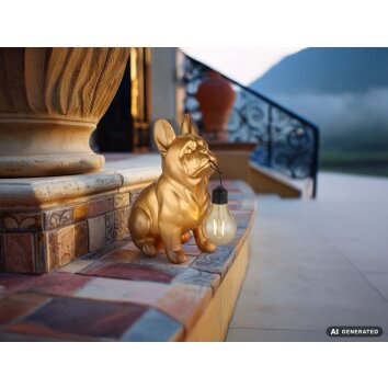 Globo DOGLI solarlamp Franse bulldog LED 3000 Kelvin 6 watt hondenbeeld voor tuin