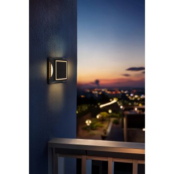 Globo AKRON LED solar wandlamp buiten met schakelaar, vierkant, 3000 K, 10 lm, 1,2 W