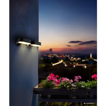 Globo VOTARO LED solar-wandlamp met bewegingsmelder voor buiten en padverlichting