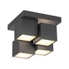 Leuchten Direkt LED plafondlamp TETRIS met 4 zwarte kubusmodules, warmwit 3000 Kelvin