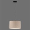 Leuchten Direkt hanglamp DURO met cilindervormige geribbelde beige stoffen kap