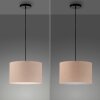 Leuchten Direkt hanglamp DURO met cilindervormige geribbelde beige stoffen kap